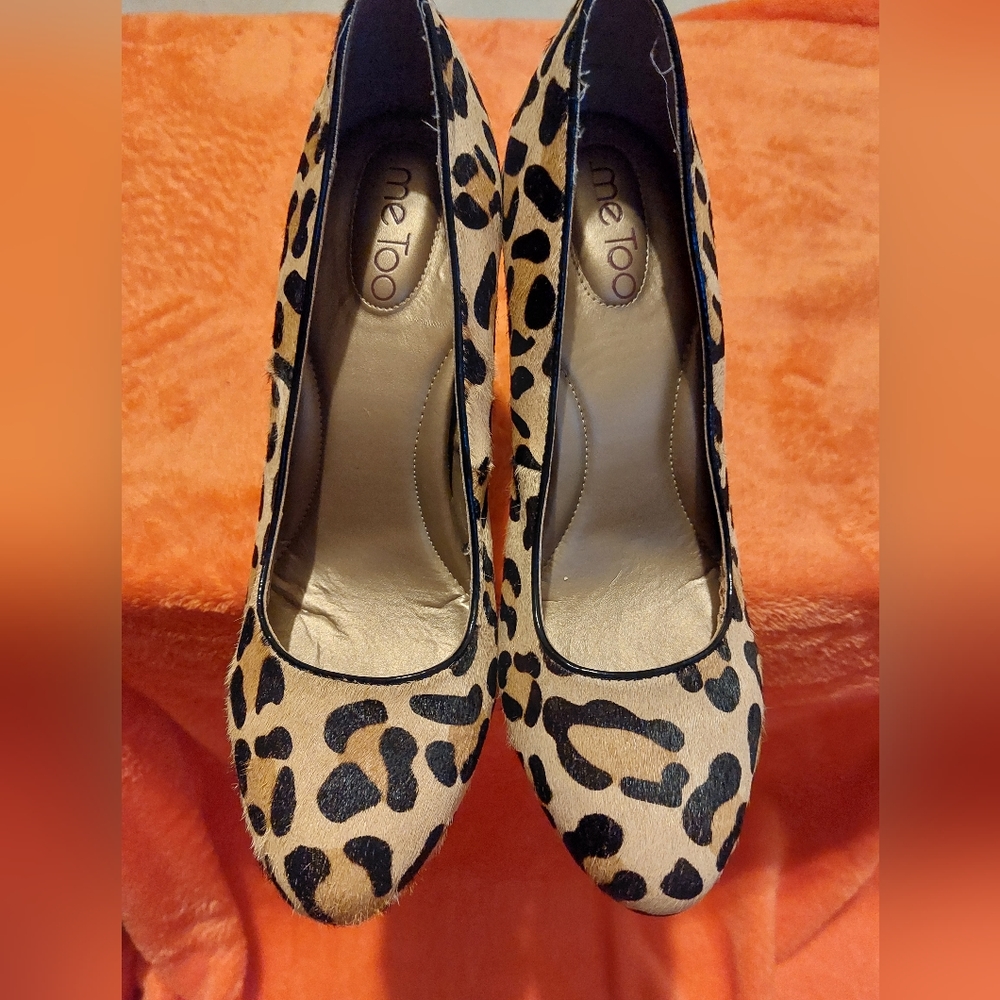 Me Too Leopard Calf Fur Sz 10 Women's Heels